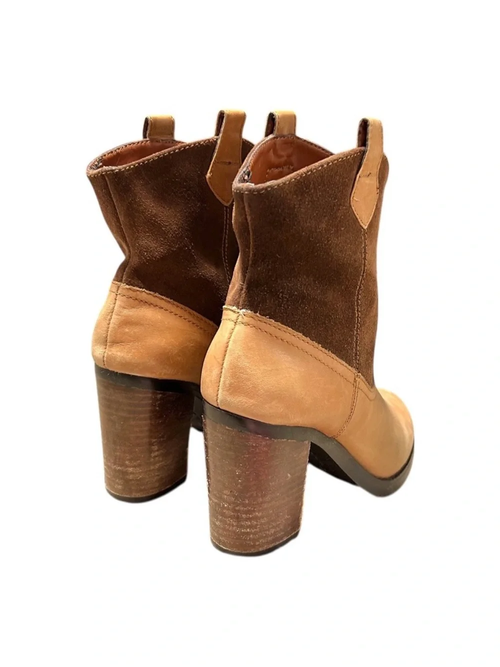 Y2K Lauren Ralph Lauren Women's Tan Suede Mix Western Ankle Boots Size 7B